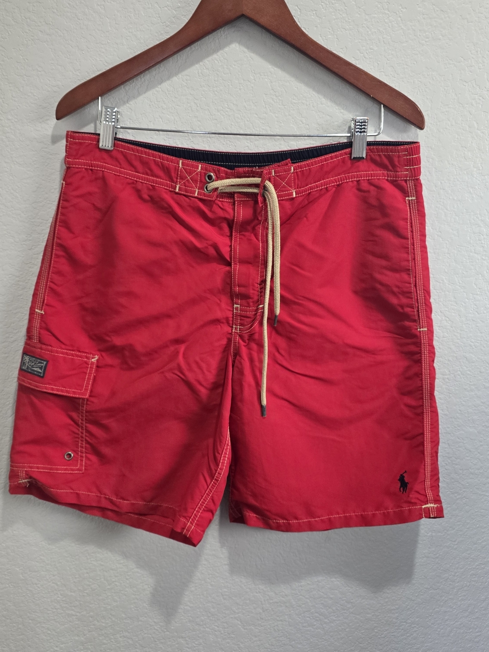 Polo Ralph Lauren Swim Trunks Mens Medium Red Shorts Mesh Lining Pockets